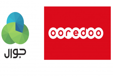 شعار الشركتين ’جوال’ تهنئ ’Ooredoo فلسطين’