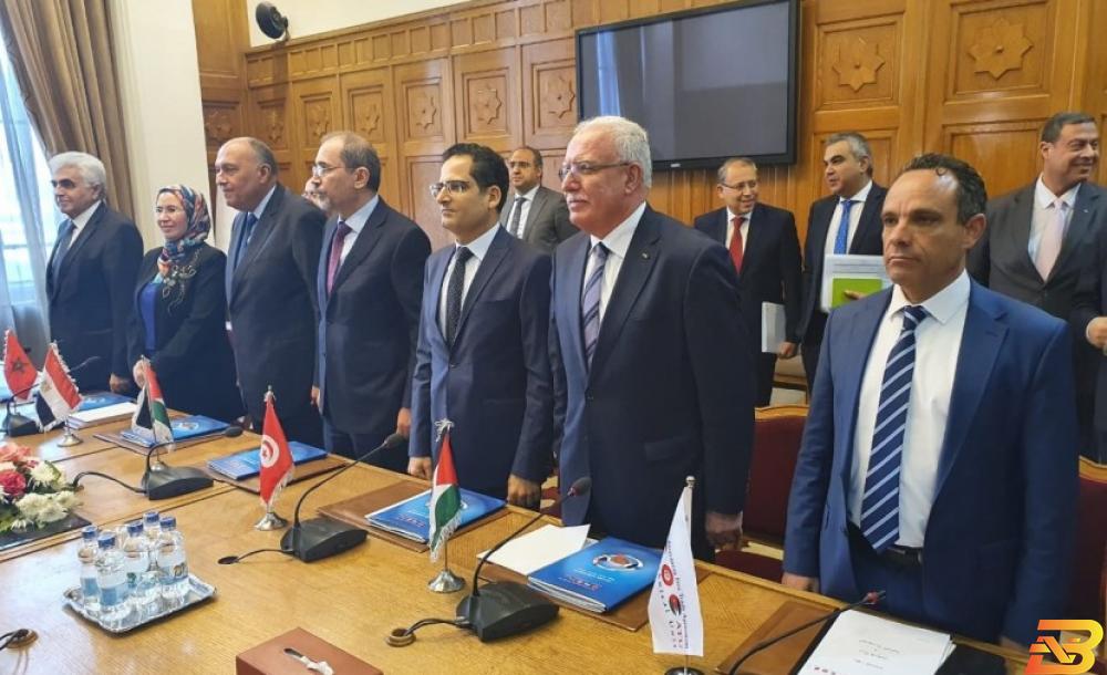 جانب من اجتماع وزراء الخارجية العرب الأعضاء بالاتفاقية في القاهرة رسمياً .. فلسطين عضواً في ’اتفاقية أغادير’